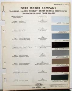 1962 Ford Falcon Mercury Comet Lincoln Continental Thunderbird Paint Chips