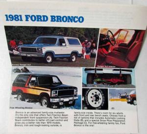 1981 Ford Trucks The Leadership Lineup Sales Brochure Mailer Pickups Bronco
