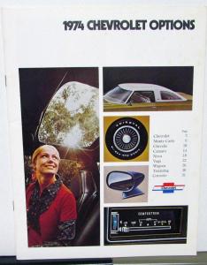 1974 Chevrolet Options Vet Wagons Vega Nova Camaro Chevelle Monte Carlo Brochure