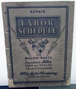1936 Ford Repair Labor Schedule Cars Trucks V8 & Cly Book With V8 Ad