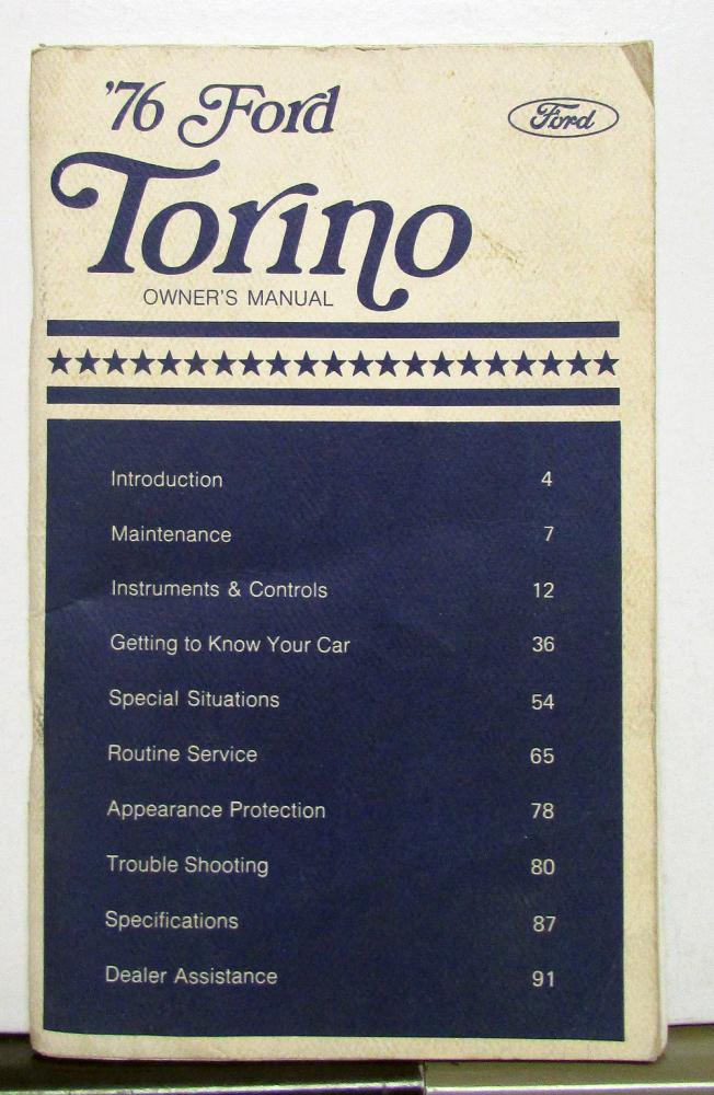 1976 Ford Torino and Ranchero Owners Operators Manual Original