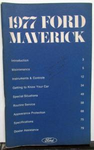 1977 Ford Maverick Owners Operators Manual Original