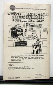 1979 Ford Pinto Owners Operators Manual Original