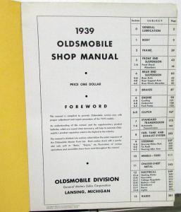 1939 Oldsmobile Dealer Service Shop Manual Repair Sixes & Eight Series 60 70 80