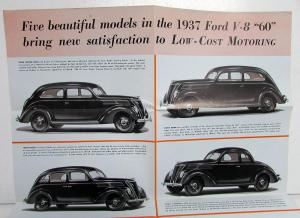 1937 Ford 60HP Flathead V8 Sales Brochure Original Large Folder