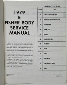 1979 Olds Toronado Buick Riviera Cadillac Eldorado Fisher Body Service Manual