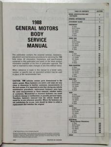 1988 Buick Oldsmobile Cadillac GM Body Service Manual Toronado Eldorado