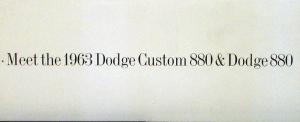 1963 Dodge 880 Custom 880 4 Door Sedan Color Sales Folder Original