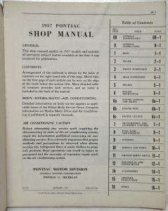 1957 Pontiac Service Shop Repair Manual Deluxe Chieftain Super Chief