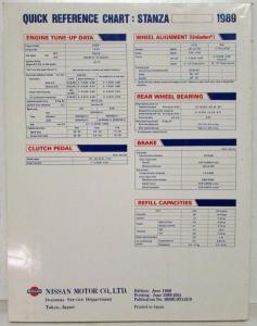 1989 Nissan Stanza Service Shop Repair Manual Model T12 Series