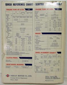 1987 Nissan Sentra Service Shop Repair Manual Model B12 Series