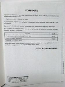 2002 Toyota Celica Service Shop Repair Manual Set Vol 1 & 2