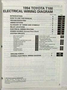 1994 Toyota T100 Electrical Wiring Diagram Manual Model Supplement