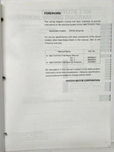 1993 Toyota T100 Electrical Wiring Diagram Manual US & Canada