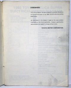 1985 Toyota Celica Supra Electrical Wiring Diagram Manual US & Canada