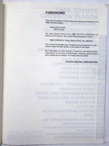 1985 Toyota Cressida Station Wagon Repair Manual & Electrical Wiring Diagram