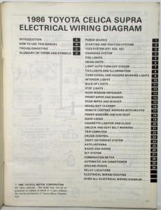 1986 Toyota Celica Supra Electrical Wiring Diagram Manual US & Canada