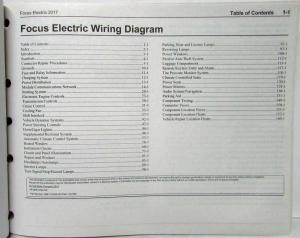 2017 Ford Focus Electric Electrical Wiring Diagrams Manual