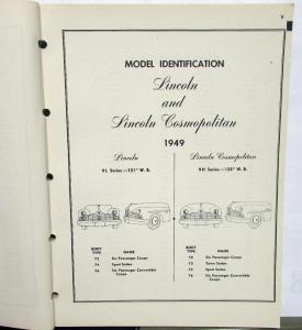 1949 Lincoln & Cosmopolitan Dealer Chassis Parts List Book Catalog Original