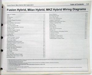 2011 Ford Fusion Mercury Milan & Lincoln MKZ Hybrids Electrical Wiring Diagrams