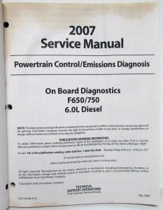 2007 Ford F-650 F-750 6.0L Diesel Powertrain Emissions Diagnosis Service Manual