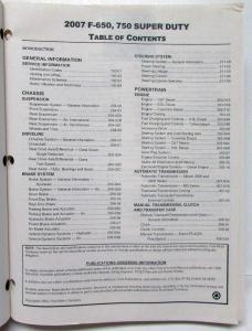 2007 Ford F-650 750 Super Duty Truck Service Shop Repair Manual