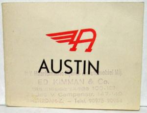 1950-1959 Austin A-Series Sales Brochure Includes Truck - Dutch Text
