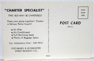Vintage Bus Charter Transportation Postcard Fitchburg & Leominster St Railway Co