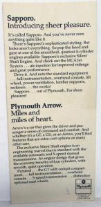 1978 Plymouth Dealer Promotional Postcard Sapporo Arrow Original