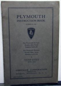 1936 Plymouth Codes P1 P2 DeLuxe Business Models ORIGINAL Owners Manual