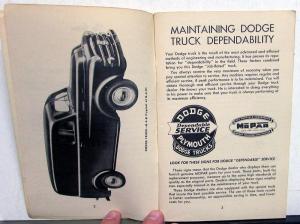 1953 Dodge Truck Owners Manual Original Care & Operation Models B-4-B B-4-C