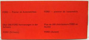 1960-1965 Sofort Zu Ford Miniature Sales Brochure German & French Text Swiss Mkt