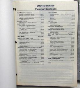 2001 Ford Econoline E-Series Van Service Shop Repair Manual Set Vol 1 & 2