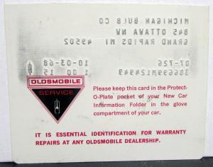 1969 Oldsmobile Ninety-Eight Delta 88 Royale Custom Owners Manual Care & Op Orig