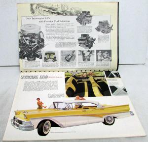 1958 Ford Fairlane & 500 Oversized Sales Brochure Orig Yellow Gray Car Dtd 9 57