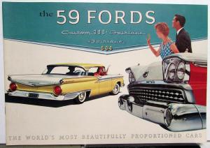 1959 Ford Custom 300 Fairlane & 500 Color Sales Brochure Original Dtd 10 58
