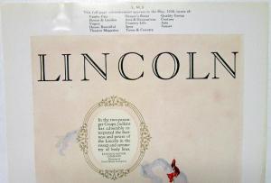1927 Lincoln Ad Proof Judkins 2 Passenger Coupe Vanity Fair Vogue Harpers Bazar