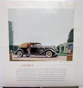 1935 Lincoln Color Ad Proof Magazine New Models V12 Brunn Convertible Victoria