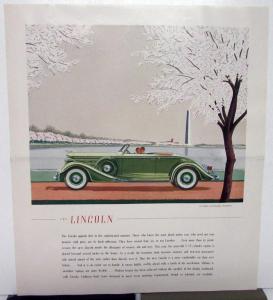 1935 Lincoln Color Ad Proof Magazine New Models V12 LeBaron Convertible Roadster