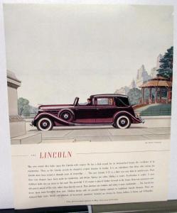 1935 Lincoln Color Ad Proof Fortune Magazine New Models V12 Brunn Cabriolet