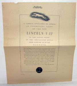 1935 Lincoln V12 Newspaper Ad Proof Salon Exhibit At Ambassador Hotel
