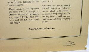 1926 Lincoln Large Newspaper Ad Proof Custom-designed Bodies Automobile Show