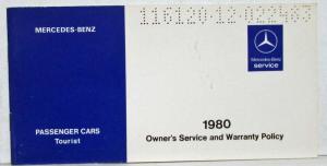 1980 Mercedes-Benz Tourist Passenger Cars Owners Service & Warranty Policy