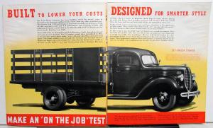 1938 Ford V8 Trucks Stake Chassis Cab Dump Panel Driveaway Chassis Sales Folder