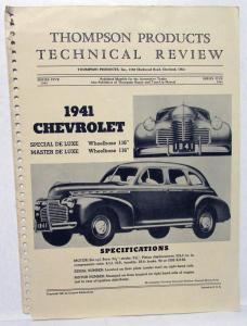 1941 Thompson Products Technical Review Of Chevrolet Special Master De Luxe