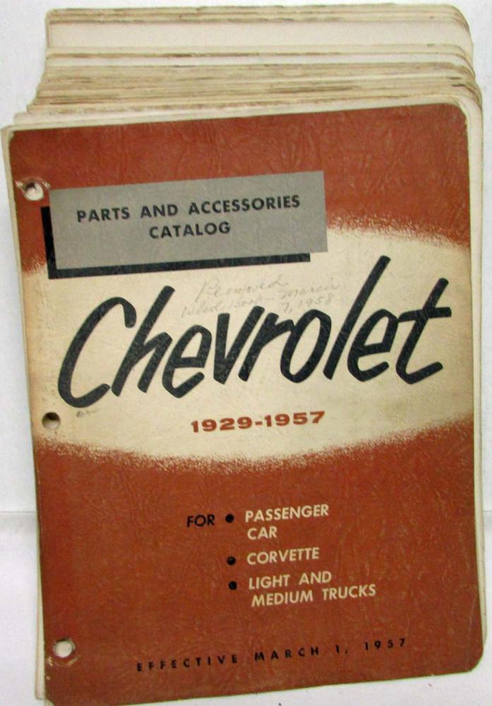 1929-1957 Chevrolet Passenger Car Corvette Lt & Med Trucks Parts & Acces Catalog