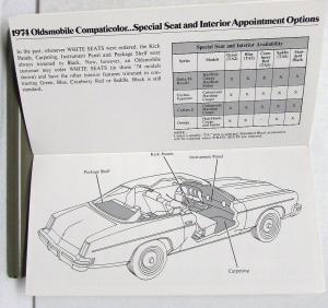 1974 Oldsmobile Salesman Specs Book Toronado Cutlass Supreme Vista Cruiser Wagon