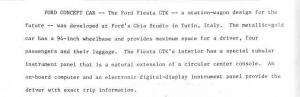 1979 Ford Fiesta GTK Concept Car Press Photo & Release 0033