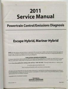 2011 Ford Escape & Mariner Hybrid PWT Control Emissions Diagnosis Service Manual