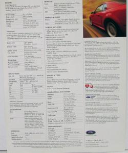 2000 Ford SVT Mustang Cobra Data Sheet Cardstock Original